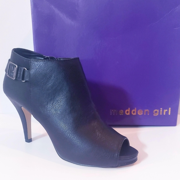 Madden Girl Shoes - Madden Girl Black Peep Toe Booties -NIB